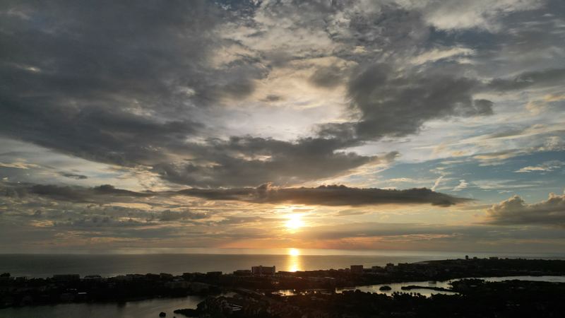 Sunset from above the coast.
