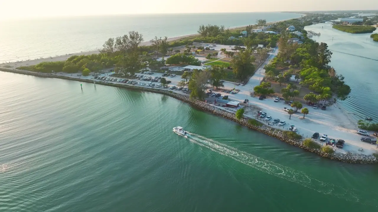Out the south end too — Venice Inlet to the Gulf.