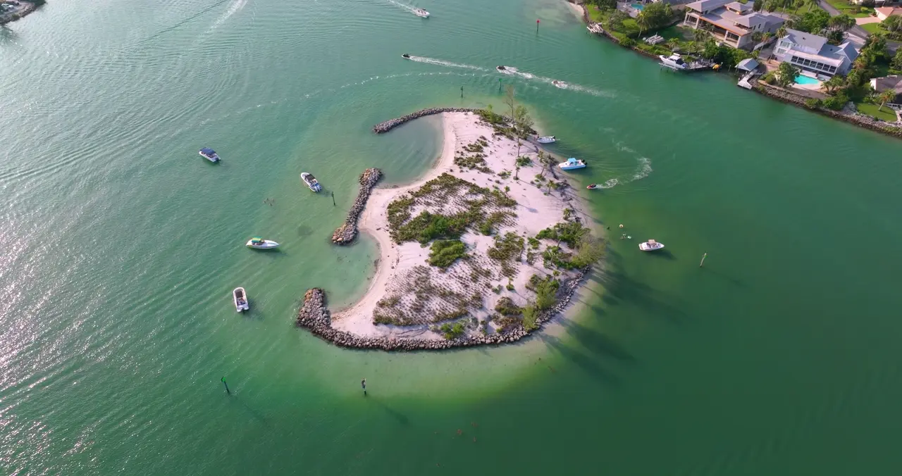 Snake Island sits in Roberts Bay — boat and kayak access only.
